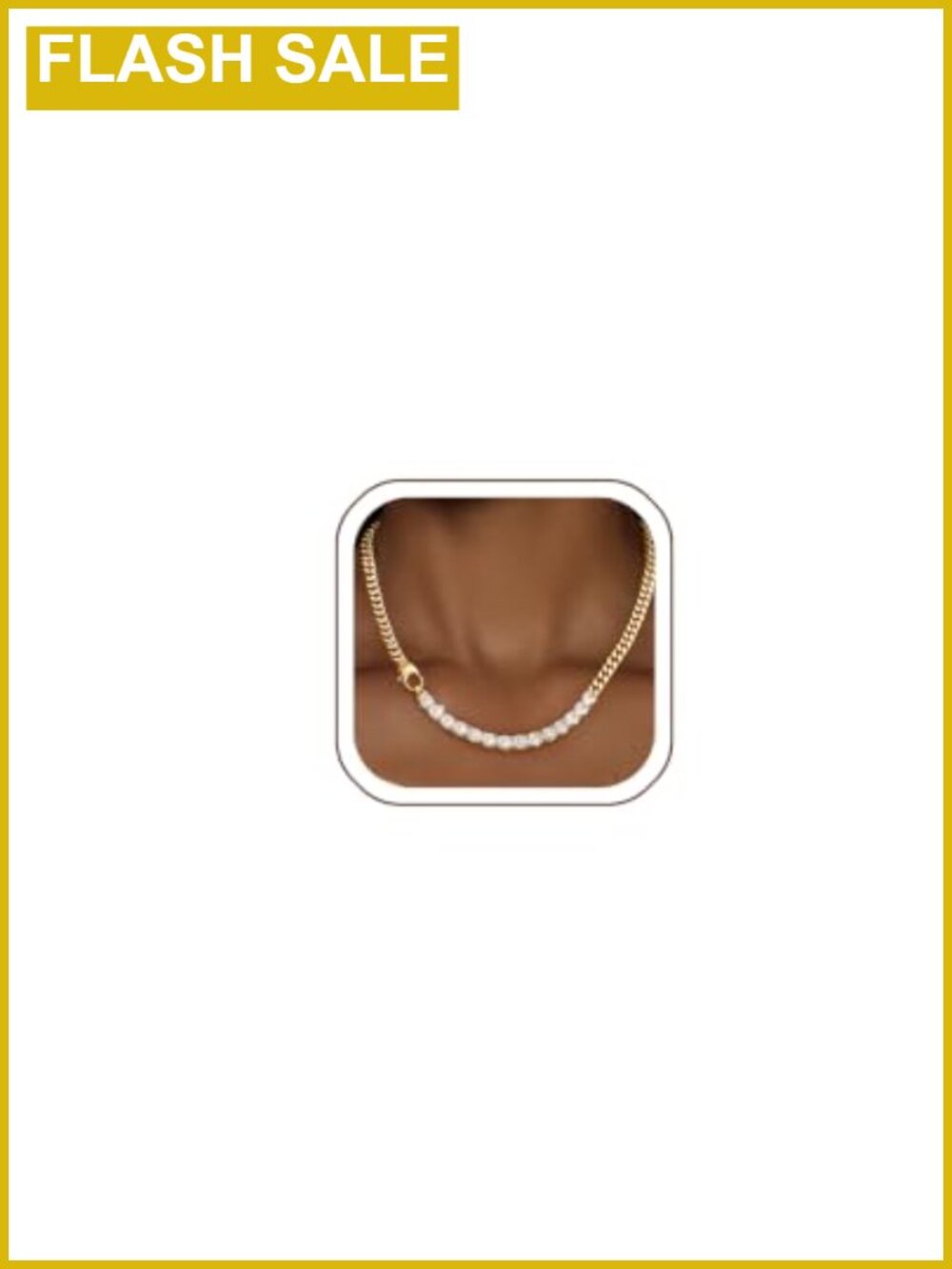 14K Gold Plated Chunky Cuban Link CZ Choker Necklace 16"